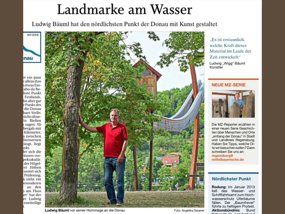 Kunstwerk am nördlichsten Punkt der Donau