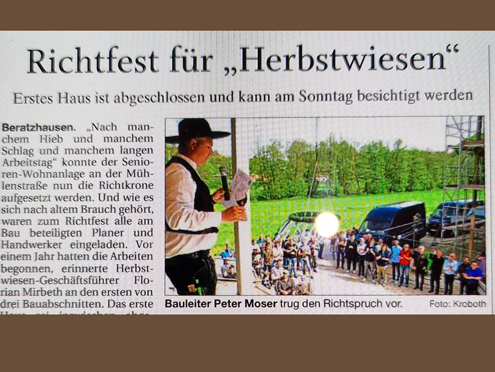 Herbstwiesen Beratzhausen feiert Richtfest!